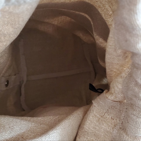 Rebecca Minkoff Cage Leather Bucket Bag Canvas Crossbody Drawstring Unique - Picture 4 of 5